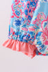 Pink tropical floral print ruffle bow bubble