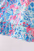 Pink tropical floral print ruffle shorts set