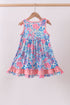 Pink tropical floral print ruffle dress