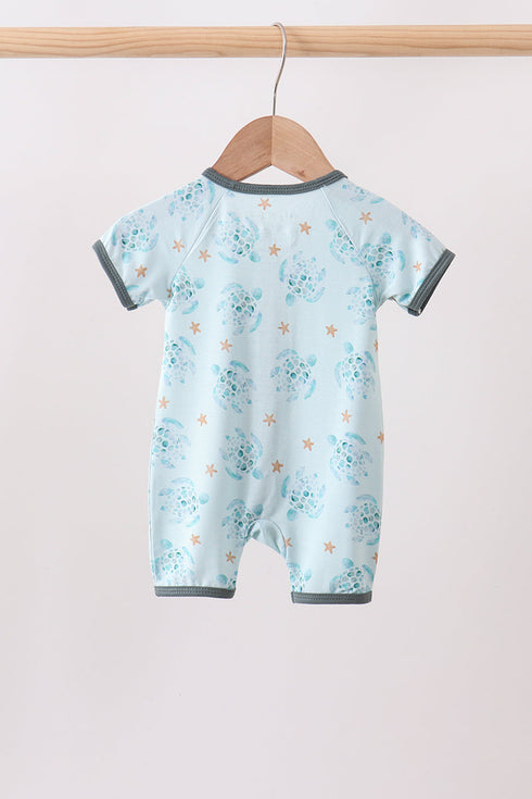 Blue Turtle Bamboo Romper