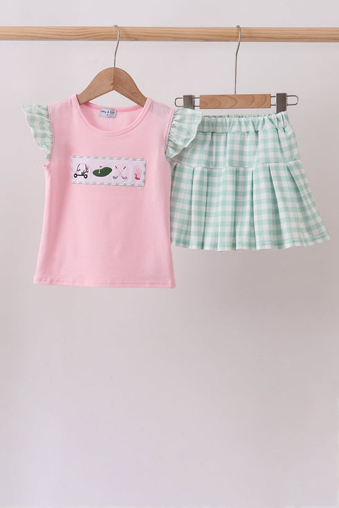 Green Golf Embroidered Skorts Set
