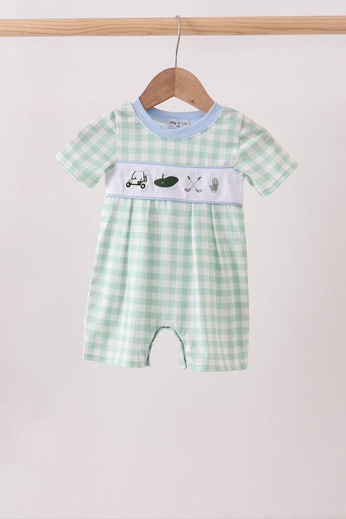 Green Golf Embroidered Romper