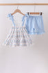 Blue Floral Ruffle Set