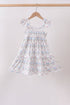 Blue Floral Ruffle Dress