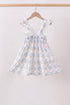 Blue Floral Ruffle Dress