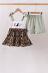 Camo Hunting Embroidered Ruffle Shorts Set
