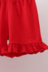 Red Apple Bow Smocked Gingham Ruffle Shorts Set