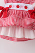 Red Apple Bow Smocked Gingham Ruffle Shorts Set