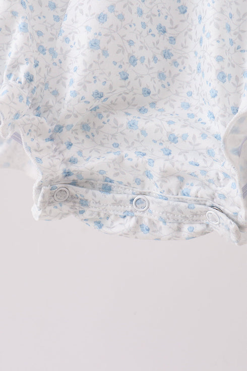 Blue Floral Embroidered Bubble
