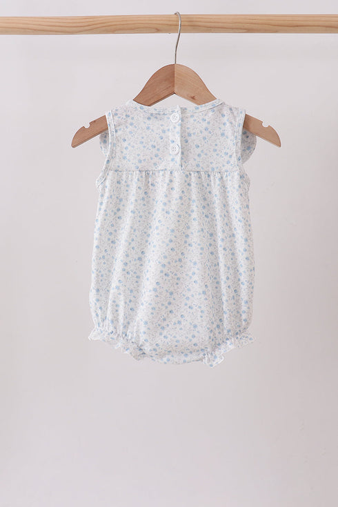 Blue Floral Embroidered Bubble