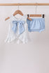 Blue Floral Smocked Ruffle Bloomer Set