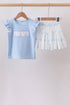 Blue Sailboat Embroidered Skorts Set