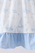 Blue Sailboat Smocked Ruffle Dress