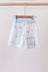 Blue Sailboat Embroidered Swim Trunks