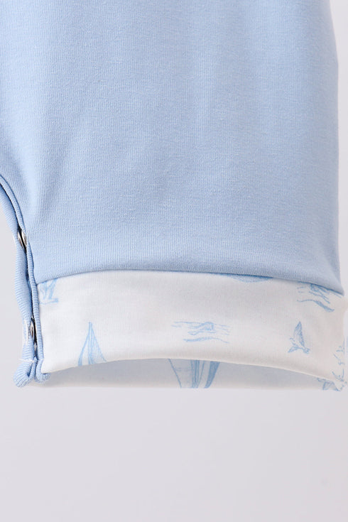 Blue Sailboat Embroidered Jon Jon