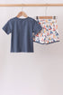 Blue Sailboat Print Shorts Set