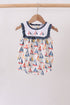 Blue Sailboat Embroidered Ruffle Bubble
