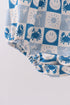 Blue Crab Embroidered Checkered Ruffle Bubble