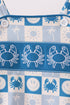 Blue Crab Embroidered Checkered Bubble