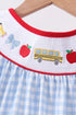 Blue School Bus Smocked Gingham Dress