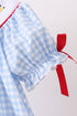 Blue School Bus Smocked Gingham Dress