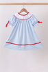 Blue School Bus Smocked Gingham Dress