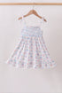Blue Floral Smocked Ruffle Dress