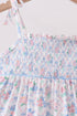 Blue Floral Smocked Ruffle Dress