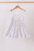 Blue Floral Smocked Ruffle Dress