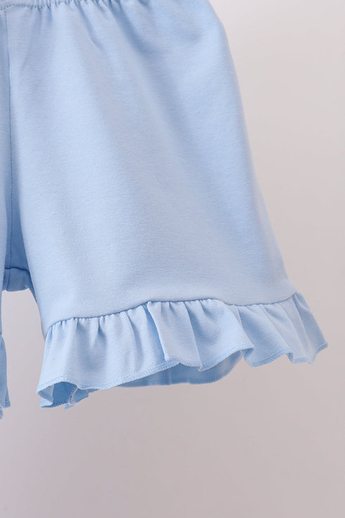 Red Apple Applique Ruffle Shorts Set