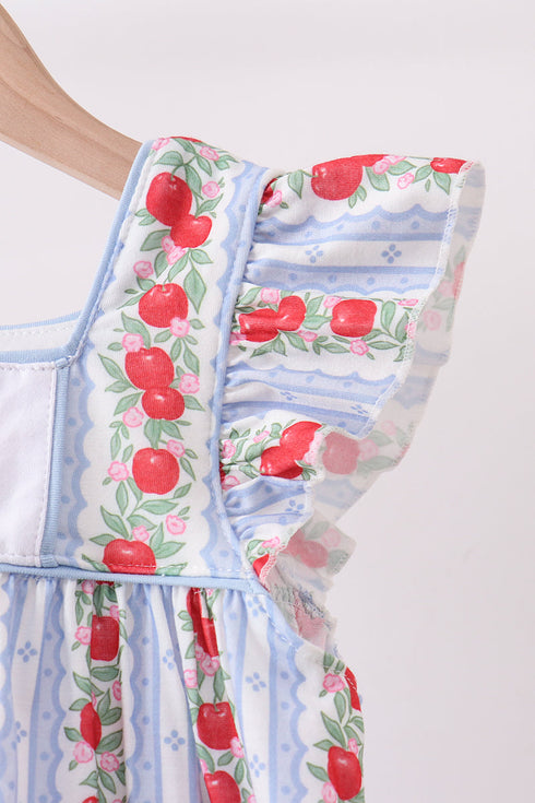 Red Apple Applique Ruffle Shorts Set