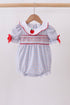 Blue Apple Smocked Plaid Bubble