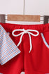 Blue Apple Embroidered Plaid Shorts Set