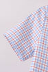 Blue Apple Embroidered Plaid Shorts Set