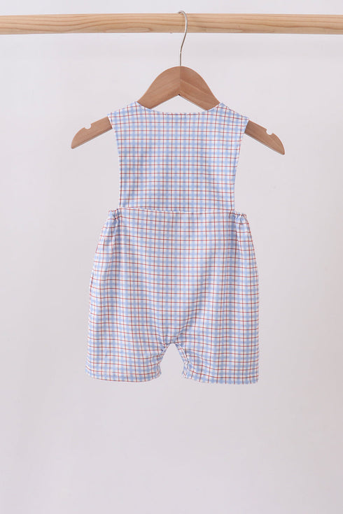Blue Apple Embroidered Plaid Jon Jon