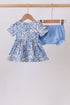 Blue Floral Print Bloomer Set