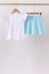 Blue Apple Applique Skorts Set