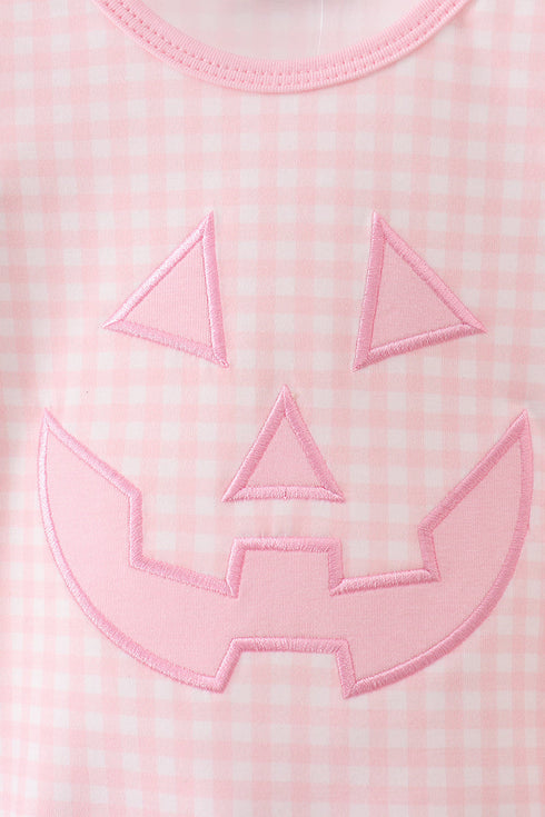Pink Jack-O-Lantern Applique Bow Bubble