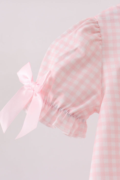 Pink Jack-O-Lantern Applique Bow Bubble