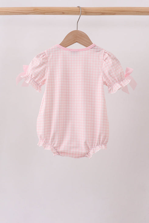 Pink Jack-O-Lantern Applique Bow Bubble