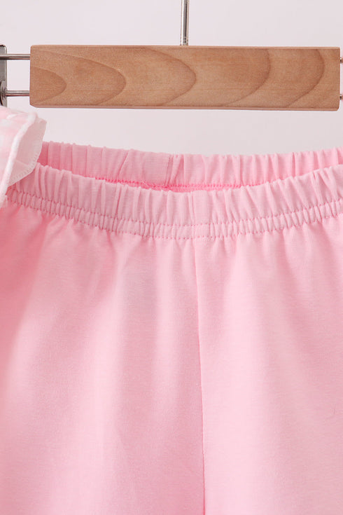Pink Jack-O-Lantern Applique Ruffle Shorts Set
