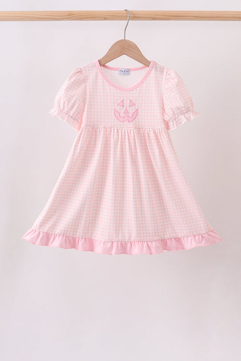 Pink Jack-O-Lantern Applique Dress