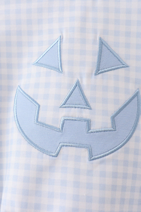 Blue Jack-O-Lantern Applique Bubble