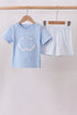 Blue Jack-O-Lantern Applique Shorts Set