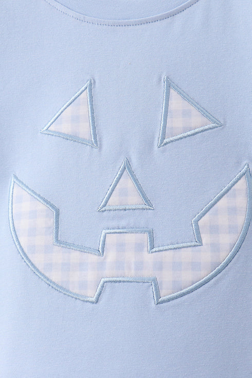 Blue Jack-O-Lantern Applique Shorts Set
