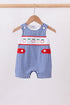 Navy Apple Embroidered Gingham Jon Jon