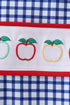 Navy Apple Embroidered Gingham Jon Jon