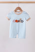 Blue Puppy Ball Embroidered Stripe Romper