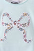 Blue Floral Bow Applique Bubble