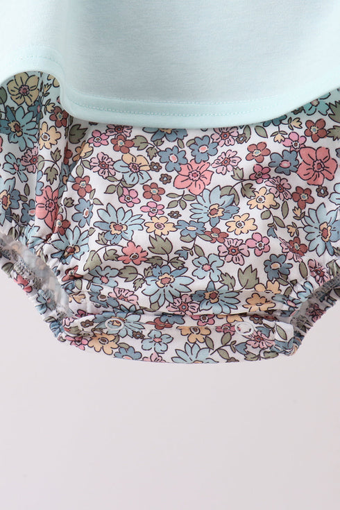 Blue Floral Bow Applique Bubble